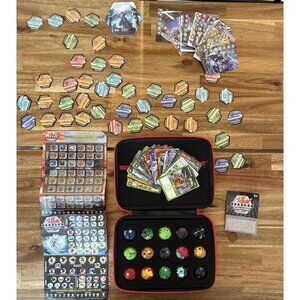 Bakugan Battle Brawlers Figures Lot of 15 W/Case + Cards Metal Rare SEE PICTURES